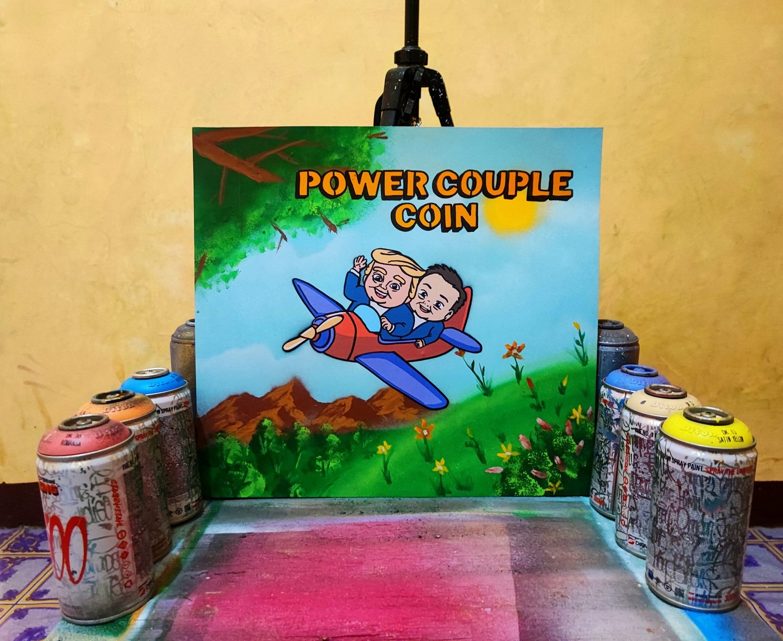 My original entry My effort with spray paint Creativity for @powercouplesol, Thank you so much team for opportunity. 🎨✨ $PCP #PCP
