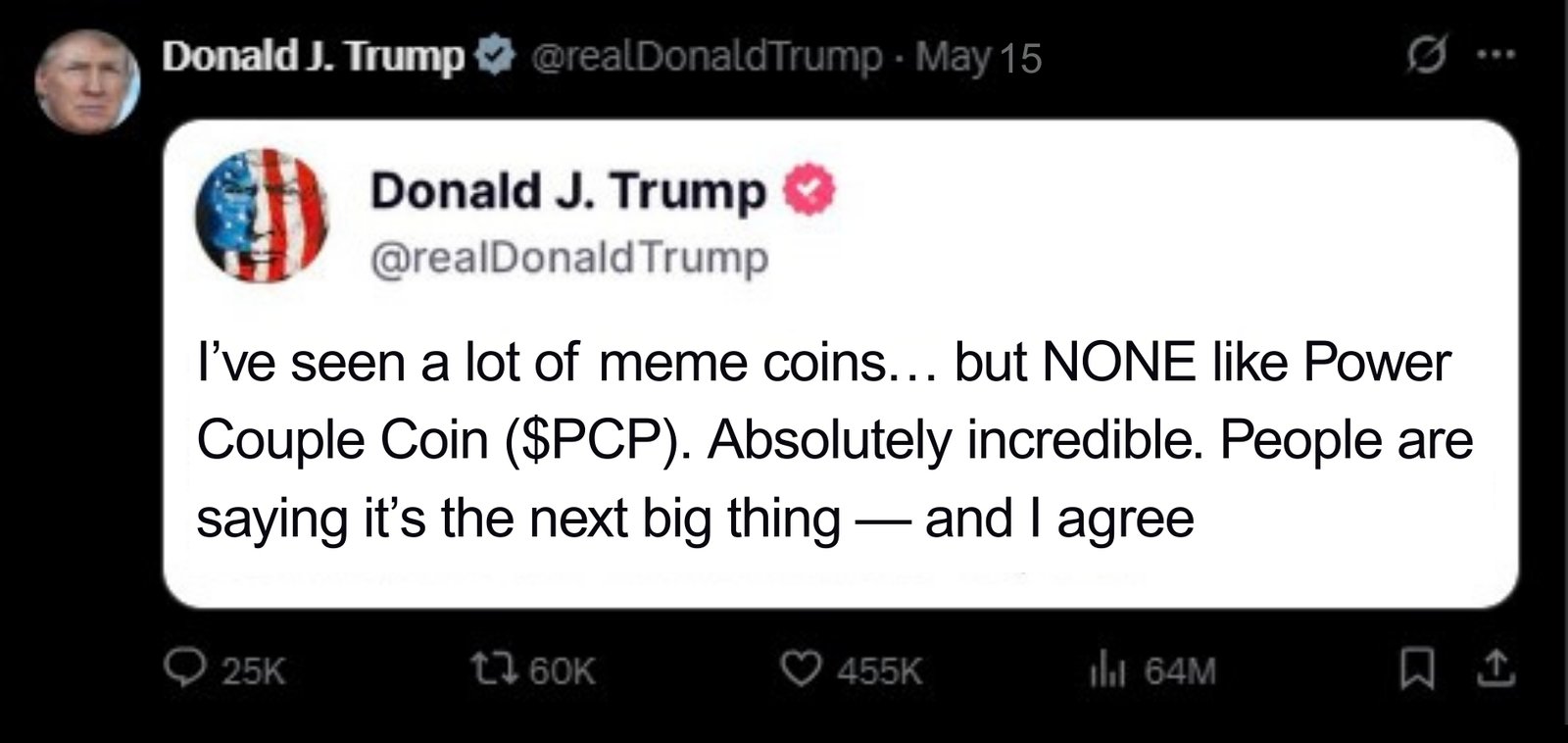 BREAKING: Trump Tweets $PCP to the Moon 🚀